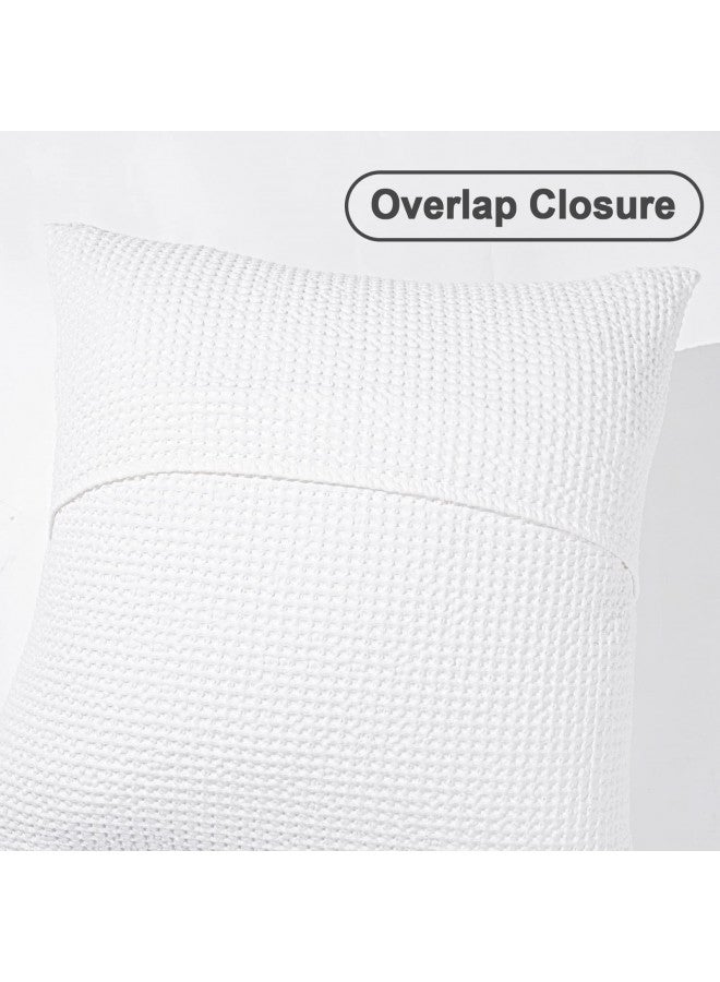 PHF PHF 100% Cotton Waffle Weave Euro Shams 26" x 26", No Insert, 2 Pack Elegant Home Decorative Euro Throw Pillow Covers for Bed Couch Sofa, White  - Image 4