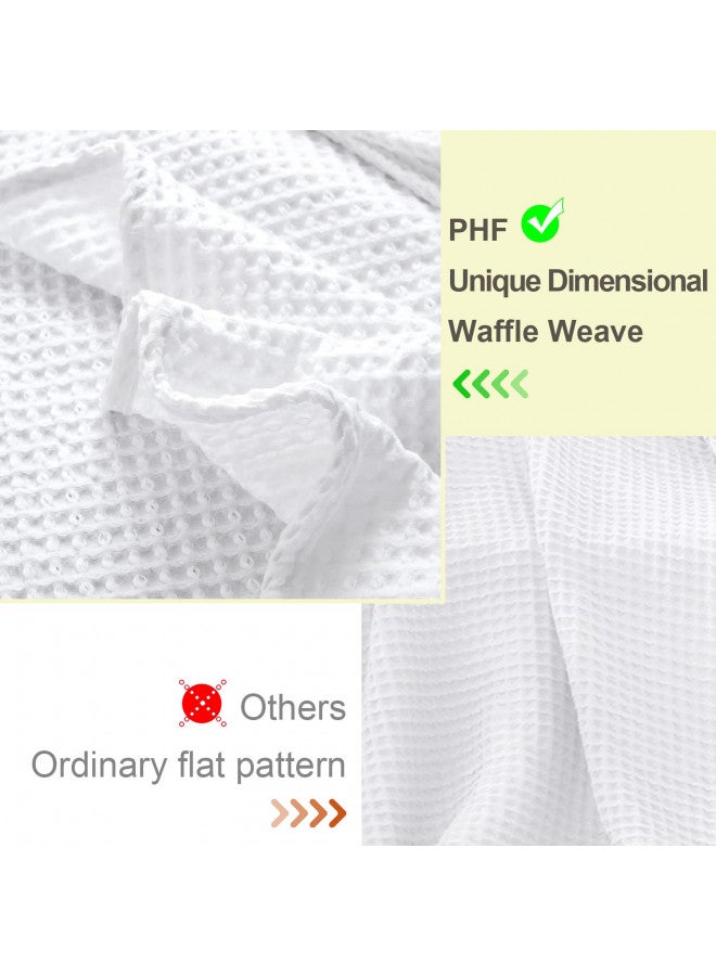 PHF PHF 100% Cotton Waffle Weave Euro Shams 26" x 26", No Insert, 2 Pack Elegant Home Decorative Euro Throw Pillow Covers for Bed Couch Sofa, White  - Image 3