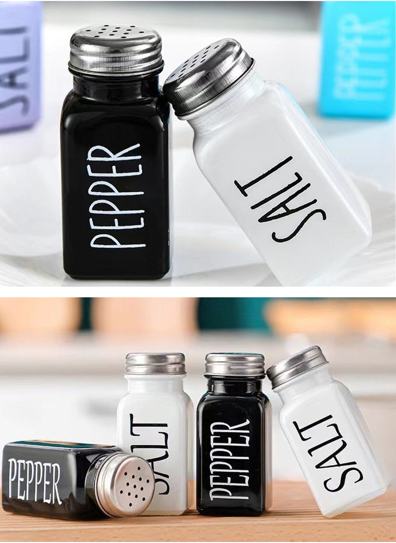 HomarKet Salt and Pepper Shakers Set - Cute Modern Farmhouse Kitchen Decor for Home Restaurants Wedding - Gorgeous Vintage Glass Black White Shaker Sets with Stainless Steel Lids  - Image 4