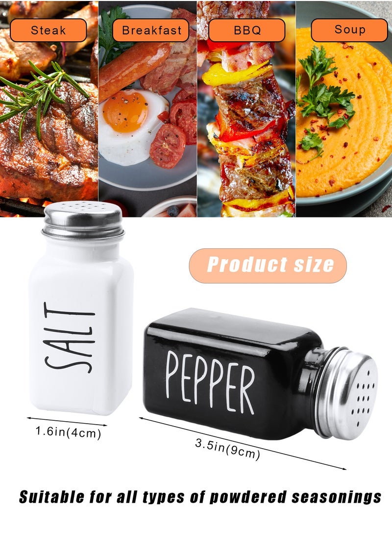 HomarKet Salt and Pepper Shakers Set - Cute Modern Farmhouse Kitchen Decor for Home Restaurants Wedding - Gorgeous Vintage Glass Black White Shaker Sets with Stainless Steel Lids  - Image 2