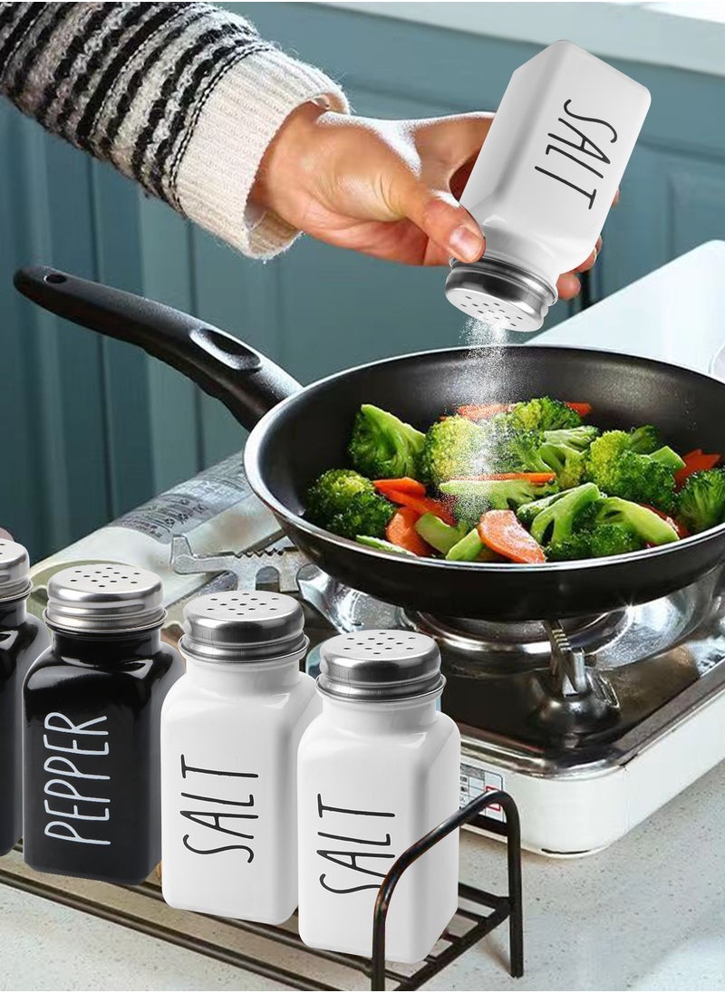 HomarKet Salt and Pepper Shakers Set - Cute Modern Farmhouse Kitchen Decor for Home Restaurants Wedding - Gorgeous Vintage Glass Black White Shaker Sets with Stainless Steel Lids  - Image 3