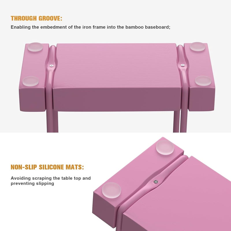 Wican Napkin Holder for Table, Pink Kitchen Accessories Appliances for Table Farmhouse Cocktail Picnic Rustic Bamboo Iron Wood Holders for All Dining Room Decor Pink - Image 5