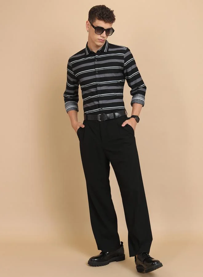 كيتش Slim Fit Striped Cotton Casual Shirt by Styli