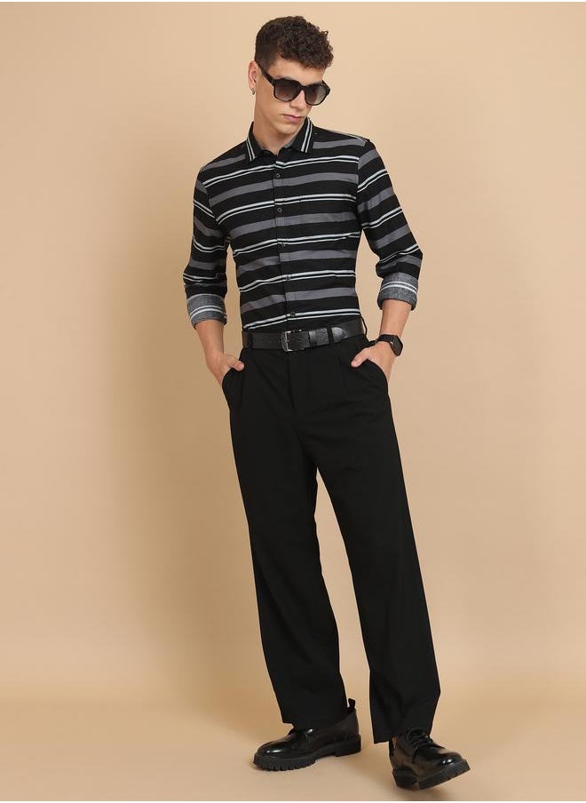 Ketch - Slim Fit Striped Cotton Casual Shirt by Styli - Image 1