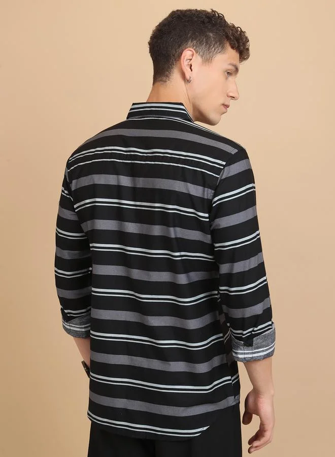 كيتش Slim Fit Striped Cotton Casual Shirt by Styli