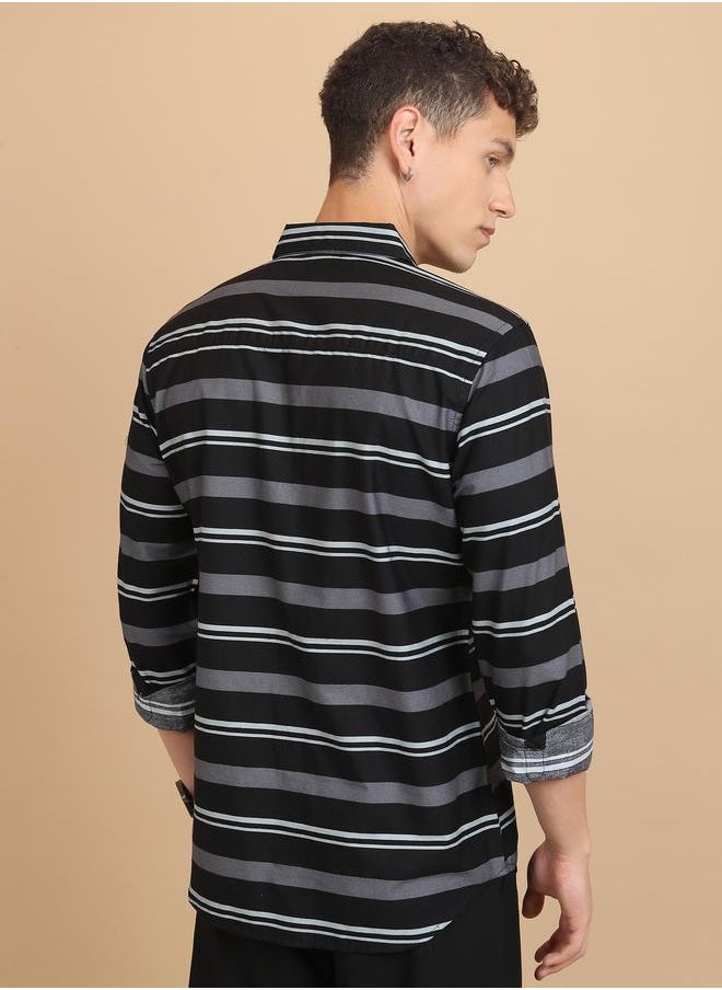 Ketch - Slim Fit Striped Cotton Casual Shirt by Styli - Image 1