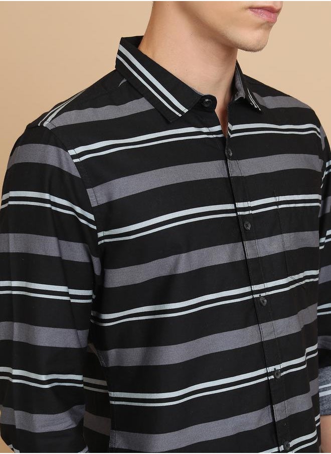 Ketch - Slim Fit Striped Cotton Casual Shirt by Styli - Image 1