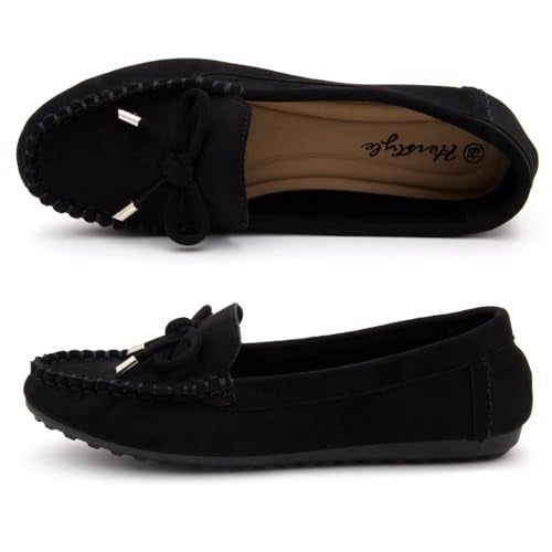 Herstyle Loafers for Women – Slip-On Business Flats Shoes | Dressy Casual Walking Flats with Memory Foam Insole | Lightweight & Comfortable Moccasins for Office & Travel, 2024Black, Size 6.0, Canal - Image 4