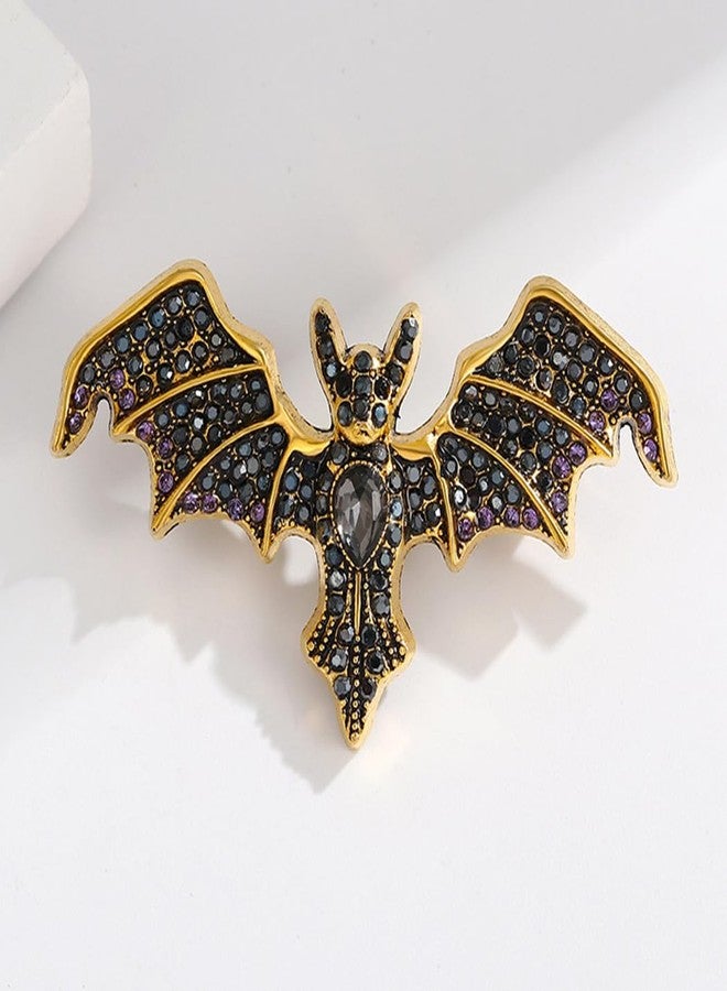 MIFYNN Gothic Rhinestone Bat Brooch Vintage Halloween Crystal Lapel Pin Dark Bat Pins Pin Vampire Brooch Goth Mysterious Witch Jewelry Wedding Party Dance Jacket Blazer Clothes Hat Accessories for Women (Black) - Image 2