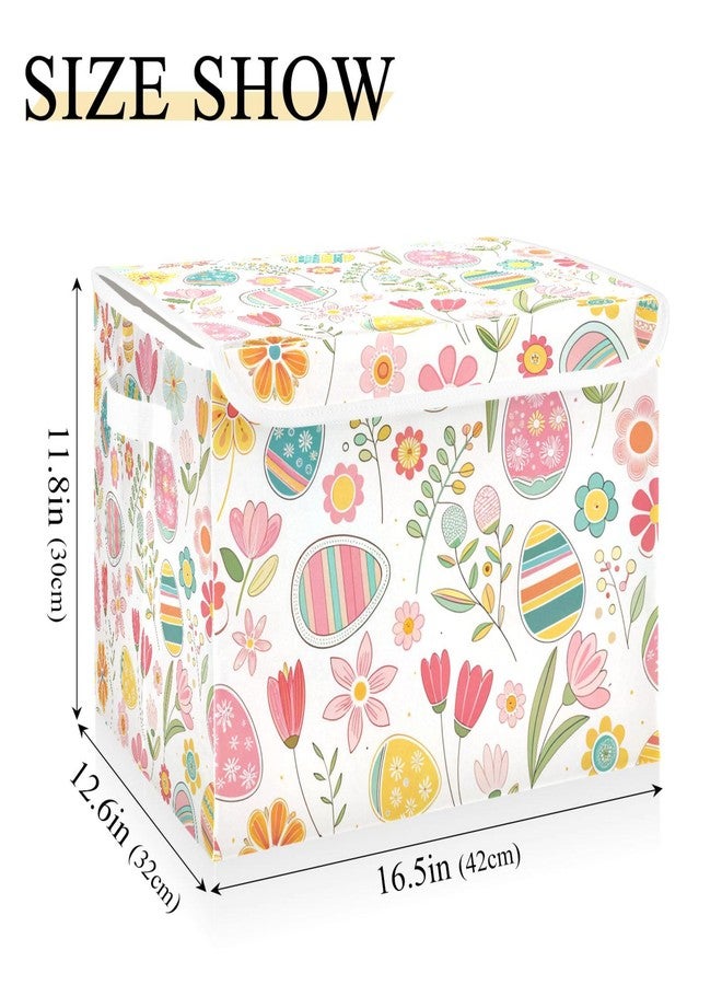 xigua Easter Flower Eggs Storage Bins with Lids and Carrying Handle,Foldable Storage Boxes Organizer Containers Baskets Cube with Cover for Home Bedroom Closet Office - Image 3