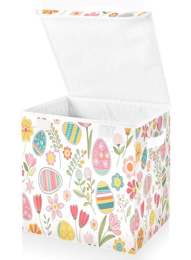 xigua Easter Flower Eggs Storage Bins with Lids and Carrying Handle,Foldable Storage Boxes Organizer Containers Baskets Cube with Cover for Home Bedroom Closet Office - Image 2
