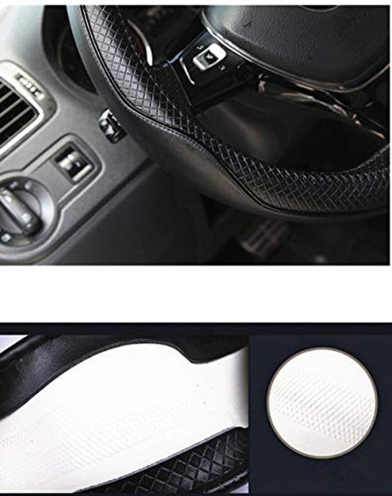 Mayco Bell Flat Bottom Size Steering Wheel Cover Anti-Slip,Safety,Soft,Breathable,Durable,Full Surround,Comfortable Grip Microfiber Leather (D-Shape,Black) - Image 5