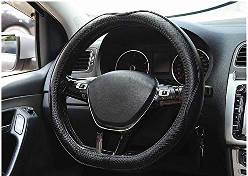 Mayco Bell Flat Bottom Size Steering Wheel Cover Anti-Slip,Safety,Soft,Breathable,Durable,Full Surround,Comfortable Grip Microfiber Leather (D-Shape,Black) - Image 2