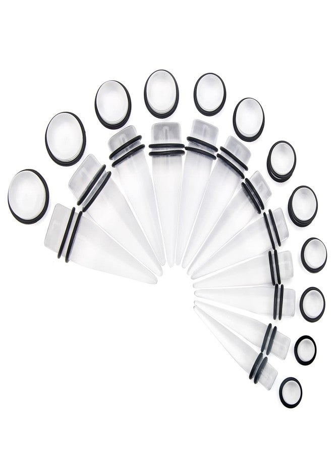 Crazypiercing Big Ear Gauges Kit 24 Pieces Acrylic Tapers and Plugs Double O-Rings Stretching Set - Image 1