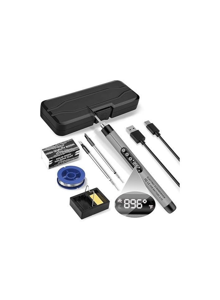 Ctoby Soldering Iron Kit,USB Cordless Soldering Iron Kit,LCD Digital Adjustable Temperature Thermostatic Welding Tool,for Small Soldering Projects, Indoor & Outdoor Repair Electronics - Image 1