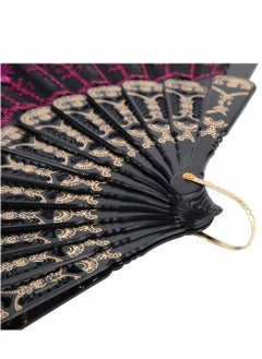 Excefore Embroidered Sequin Folding Fan, Chinese Japanese Wedding Party Gifts Dance Props Home Decor Holiday Gifts 5 Pcs  - Image 5
