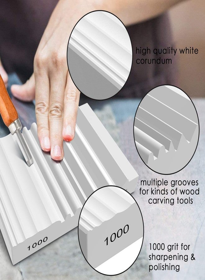 DDF iohEF Wood Carving Sharpener, 1000 Grit Whetstone with Grooves Sharpening Stone for Woodworking, Wood Carving Tools, Chisels and Gouges - Image 2