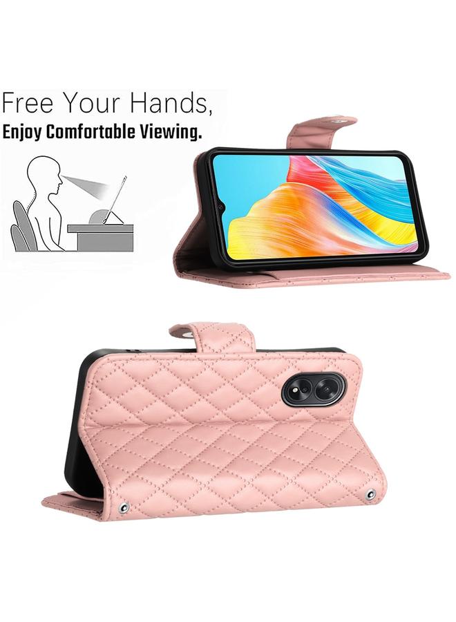 اس-توب جراب لهاتف OPPO A38 4G / A18 4G جراب هاتف جلدي قلاب بملمس معيني مع حبل - Image 4