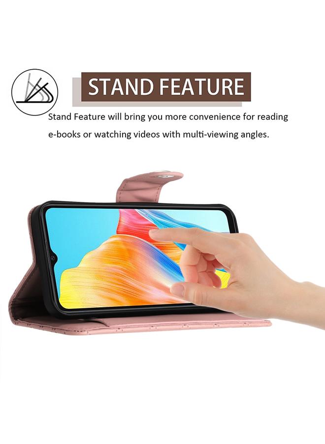 اس-توب جراب لهاتف OPPO A38 4G / A18 4G جراب هاتف جلدي قلاب بملمس معيني مع حبل - Image 3