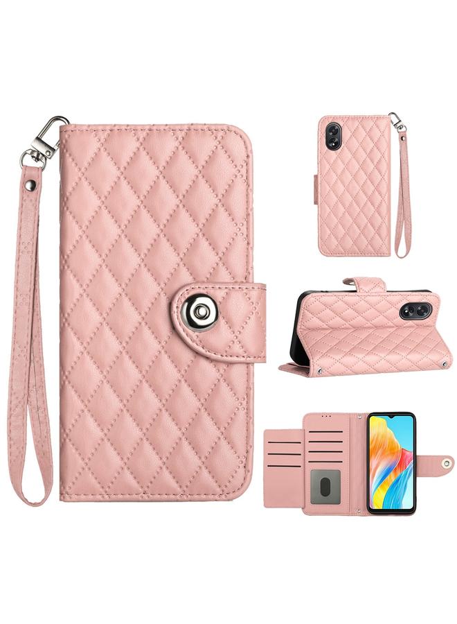 اس-توب جراب لهاتف OPPO A38 4G / A18 4G جراب هاتف جلدي قلاب بملمس معيني مع حبل - Image 1