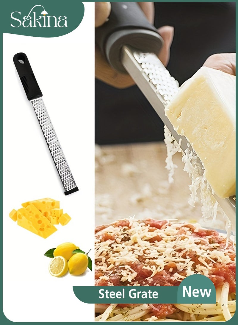 سكينة مبشرة جبن متعددة الاستخدامات من الفولاذ المقاوم للصدأ، مقبض مريح أداة مطبخ، مبشرة ليمون، مبشرة بارميزان، مبشرة زنجبيل وبطاطا، أداة مطبخ متينة، أدوات مطبخ منزلية (أسود) - Image 1