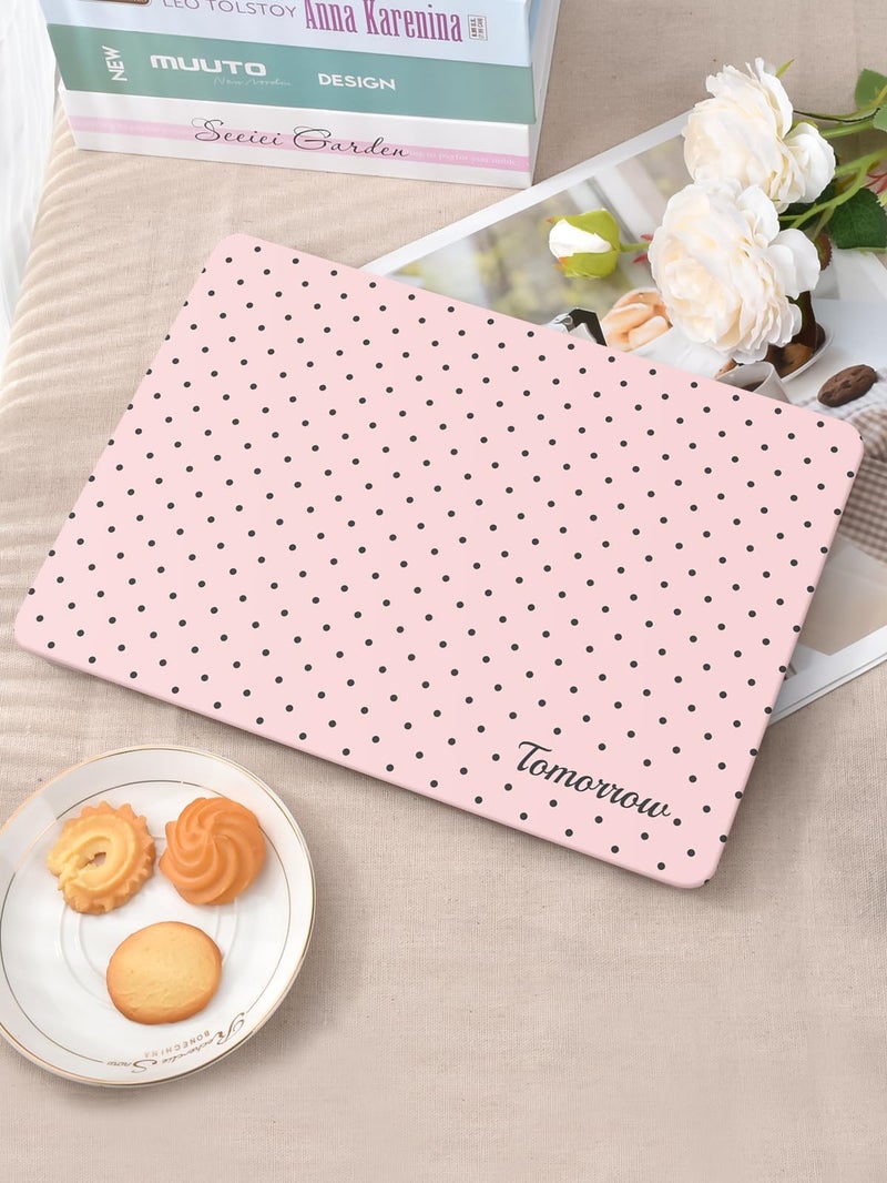Seorsok Compatible with MacBook Air 13 Inch Case 2022 2021 2020-2018 Release A1932 A2179 M1 A2337 Touch ID,Premium Cream Textured Black Polka Dot Plastic Hard Shell Case with Keyboard Cover,Pink - Image 2