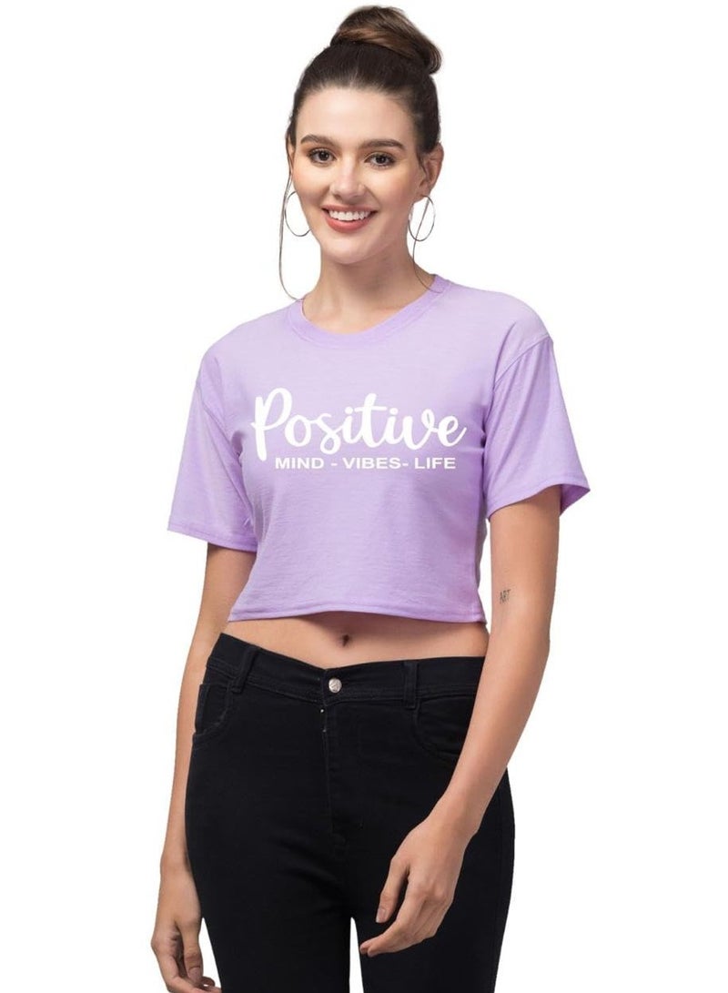 Basic T-Shirt Women Short Sleeve Crew Neck With Positive Graphic Purple, Regular Fit, Cotton Shirt, Casual Wearing, Plain T Shirts, Women's Fashion, For Summer, Short Shirt, Fitting, Top Wear 