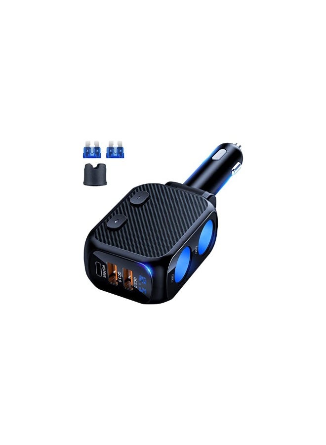 Car Charger 180W Cigarette Lighter Splitter with 20W PD 2 Socket Cigarette Lighter Adapter Fast USB C Car Charger with Type C 20W PD QC3 for Dash Cam - Image 1