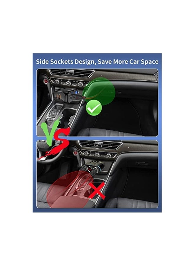 Car Charger 180W Cigarette Lighter Splitter with 20W PD 2 Socket Cigarette Lighter Adapter Fast USB C Car Charger with Type C 20W PD QC3 for Dash Cam - Image 3