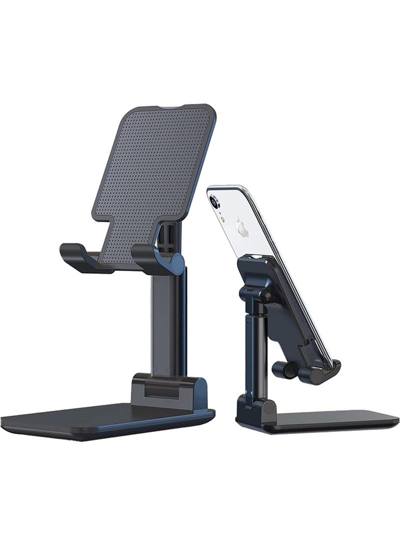 Cell Phone Stand, Adjustable phone holder for Desk, Foldable Desktop Tablet Stand Holder, Double Adjustable Mobile stand Phone Tablet Holder (Black)  - Image 1
