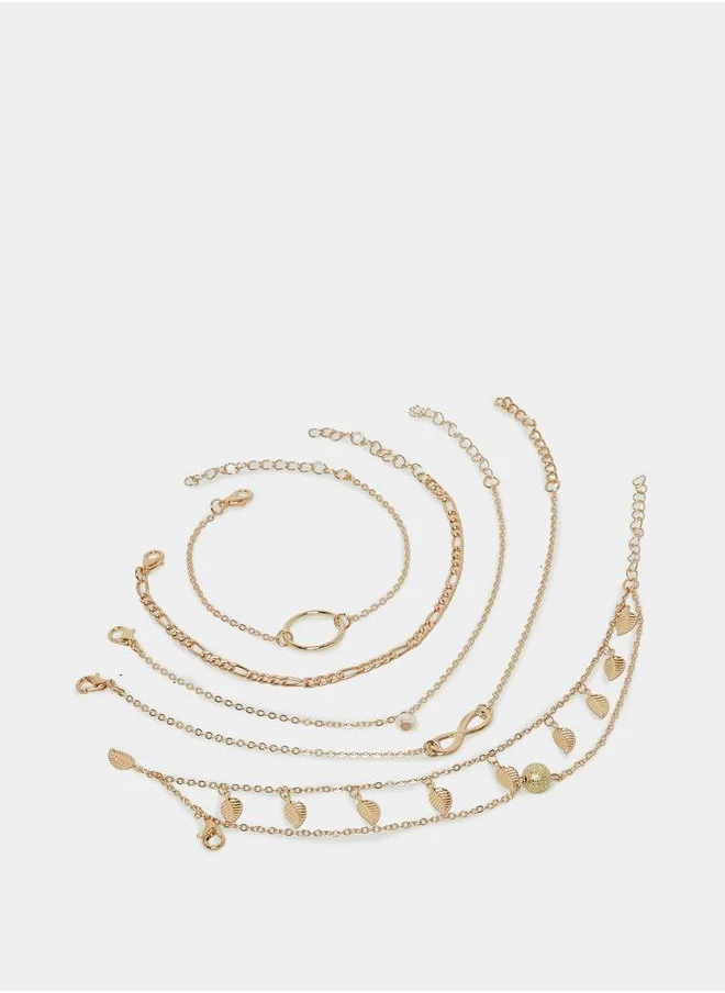 ستايلي Set of 6 - infinity Detail Anklets