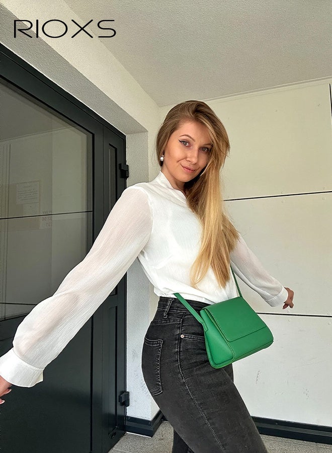 ريوكس بلوزة شيفون بيضاء نسائية، قميص أنيق ذو ربطة عنق طويلة، قميص درسي للعمل في المكتب والملابس غير الرسمية، بلوزة خفيفة الوزن شفافة رسمية، قميص درسي قابل للتنفس للنساء - Image 5