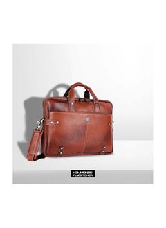 HAMMONDS FLYCATCHER HAMMONDS FLYCATCHER Genuine Leather Office Bag for Men – Laptop Bag for Men - Fits 15.6 Inch Laptop - Leather Bag for Men with Adjustable Strap and Multiple Compartments - 1 Year Warranty - Tan  - Image 2