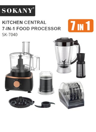 7-in-1 Food Processor,1.5L Multifunctional Kitchen Appliance with Blender + Meat Grinder + Coffee Grinder + Citrus Juicer + Food Processor+Vegetable Slice + Dough Maker + Whisker,1000 W,SK-7040,Black - pzsku/ZBBF6336740A1670EBAB7Z/45/1743641042/59708102-096b-4d14-93ea-ef4411993b0c