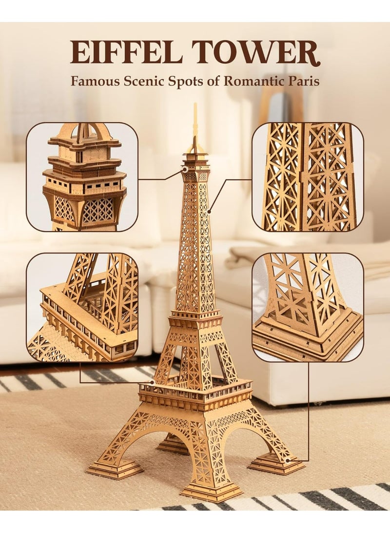ROBOTIME Rolife Eiffel Tower Plus 3D Wooden Puzzle TGC02 Perfect for Home Decor & Creative Gift, Ideal for Bedroom, Kitchen, or Living Room, Festive Home Accent, Detailed Craftsmanship - Image 2