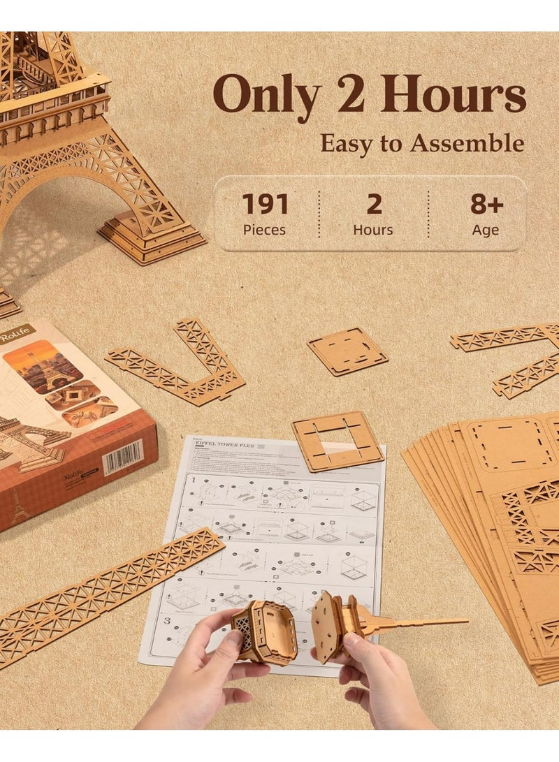 ROBOTIME Rolife Eiffel Tower Plus 3D Wooden Puzzle TGC02 Perfect for Home Decor & Creative Gift, Ideal for Bedroom, Kitchen, or Living Room, Festive Home Accent, Detailed Craftsmanship - Image 5