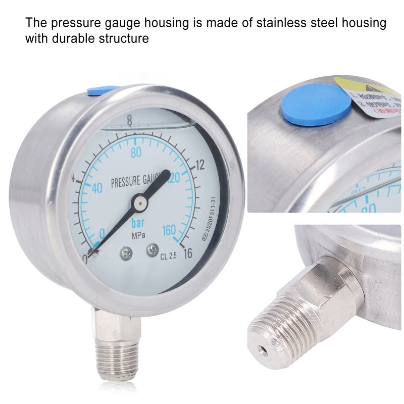 Pressure Gauge: 2.5 Class High Accuracy Stainless Steel - Corrosion & Shock Resistant Industrial Gauge for Petroleum, Chemical, Metallurgy Power Industries - Image 3