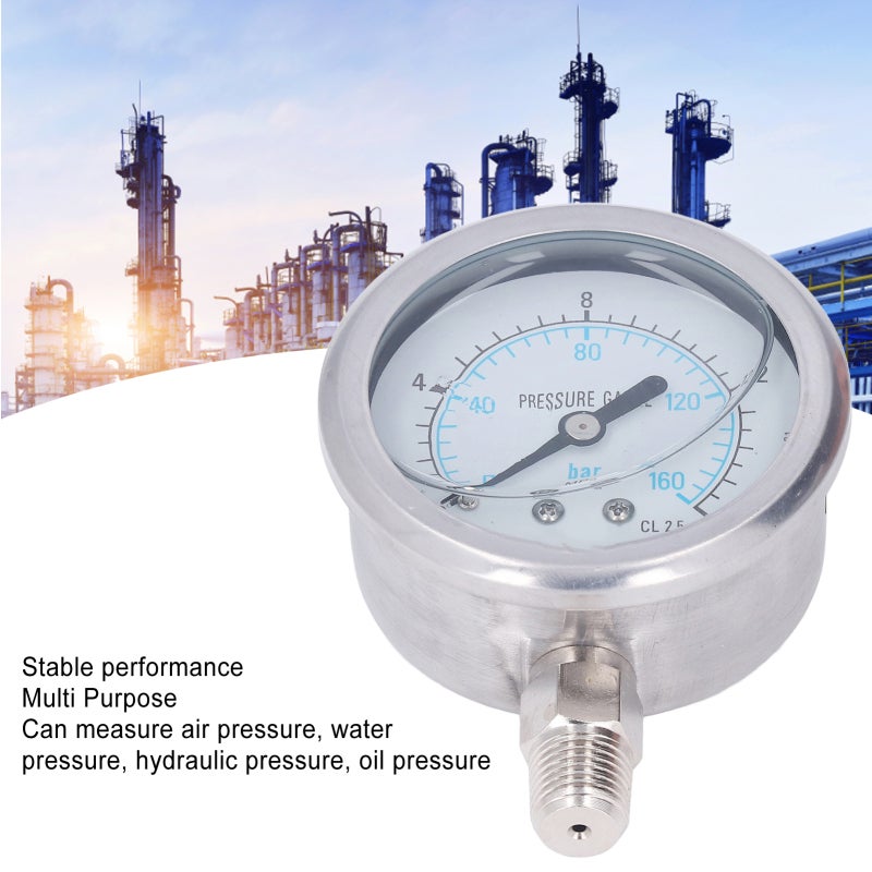 Pressure Gauge: 2.5 Class High Accuracy Stainless Steel - Corrosion & Shock Resistant Industrial Gauge for Petroleum, Chemical, Metallurgy Power Industries - Image 2