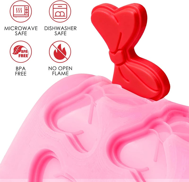 Puyeipt 4 Pcs Bow Silicone Mold, Mini Bows Fondant Molds, Chocolate Candy Silicone Molds for Cupcake Topper, Cake Pop Decoration and Clay Craft Making - Image 3