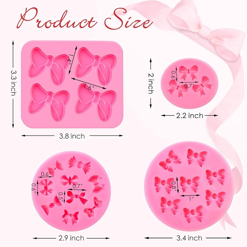 Puyeipt 4 Pcs Bow Silicone Mold, Mini Bows Fondant Molds, Chocolate Candy Silicone Molds for Cupcake Topper, Cake Pop Decoration and Clay Craft Making - Image 2