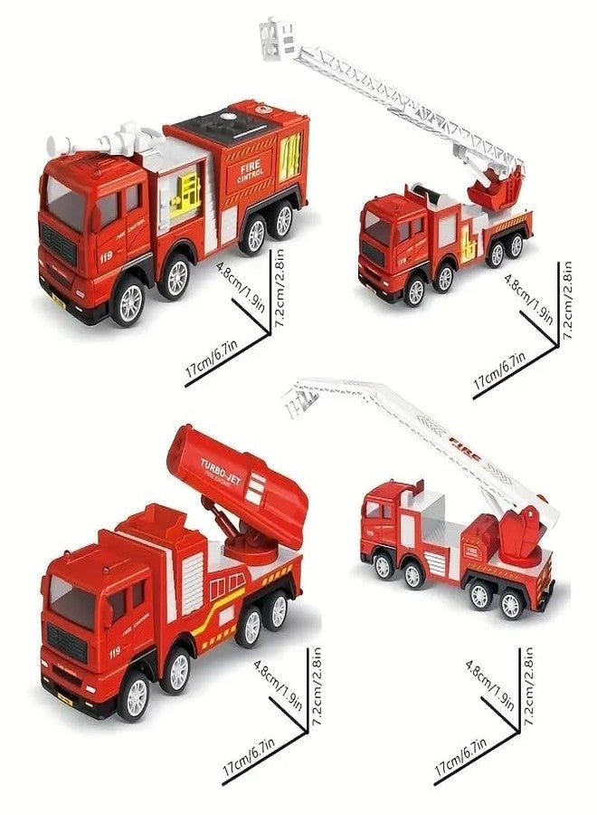 SHIPEASE Friction Powered Fire Engine Truck Toy for Kids Boys Die Cast Model Fire Rescue Crane, Ladder, Water Cannon and Fire Turbojet Truck Pull Back Vehicle (Multicolor) - Image 5