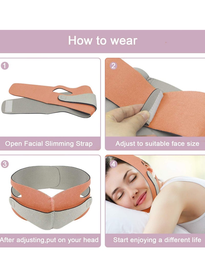 Arabest Pain-Free V-Line Chin Cheek Lift Up Band, Face Shaper Band for Anti Aging Wrinkle, Reducing Double Chin, Anti Snoring (Orange) - Image 3