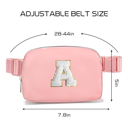 Gitus Birthday Gifts for 8 9 10 11 12 13 Year Old Girls Personalized Fanny Pack Crossbody Bags with Initial Letter Patch Belt Bag for Teen Girls Cute Trendy Stuff Travel Essentials (LightPink-A) - Image 2