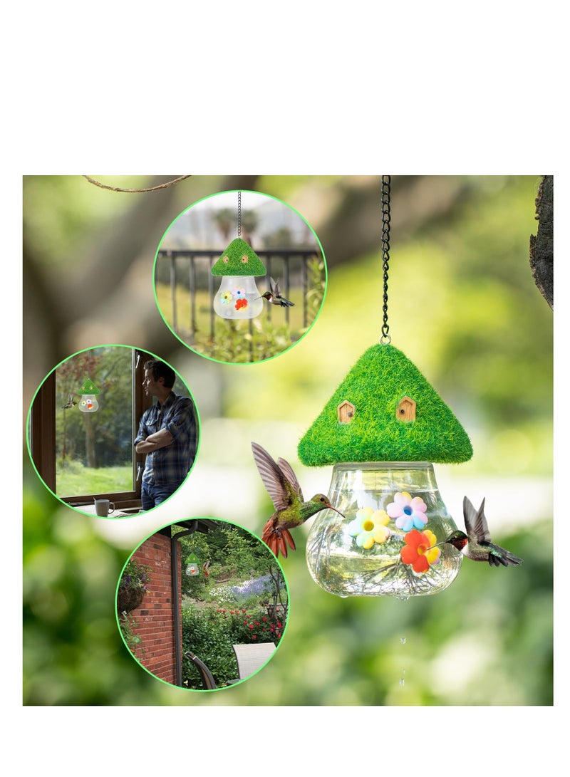 Zikra Hummingbird Water Feeders for Outdoors Hanging, Cute Mushroom Shape Bird Water Feeder for Outside Wild Bird, Petal Decorated water spout, Waterproof and Sun protection, Gift for Bird Lovers - Image 2