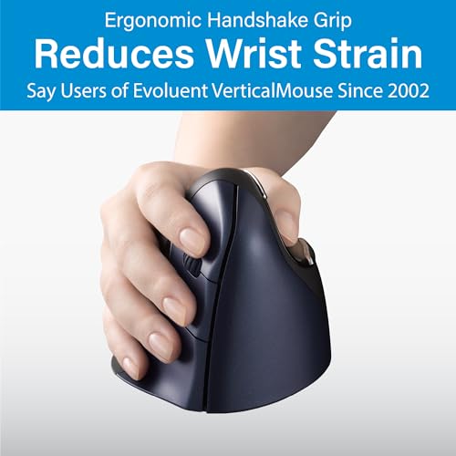 Evoluent – Inventor of the Vertical Mouse – VM4RW Ergonomic Vertical Mouse Right Hand Regular Size Wireless USB, Sculpted for Comfort, Reduces Wrist Strain, 4 Speeds, 6 Customizable Buttons in Windows - Image 2