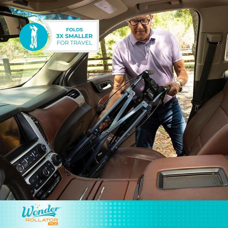 Stander EZ FoldNGo Rollator Lightweight Folding 4 Wheel Rollator with Seat and Lockable Brakes Elderly Limited Mobility Aid Cobalt Blue Eligible for VAT Relief in the UK - Image 3