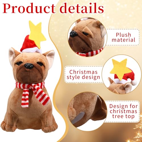 Shappy Dog Christmas Tree Topper Plush Decoration With Santa Hat and Star Stuffed Ornament for Home Winter Holiday Xmas Party Decor - Image 3