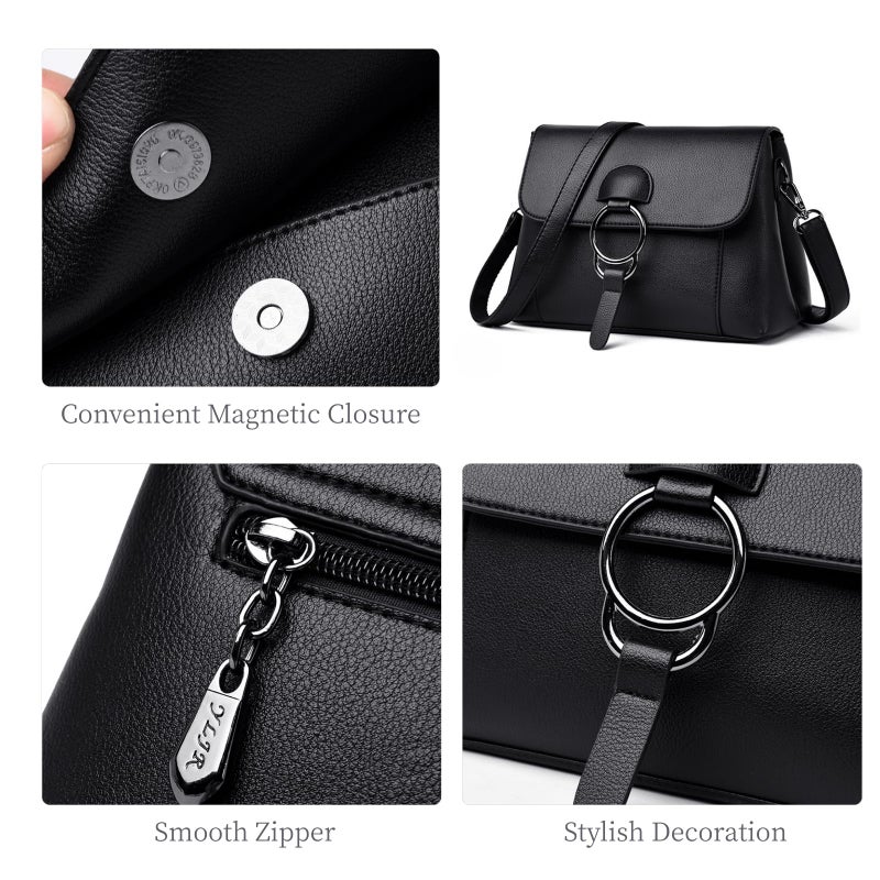 EDIWER Womenâ€™s Leather Crossbody Handbag Multi-pockets Shoulder Bag Tote Purses and Handbags Hobo Tote Bag Top Handle Satchel - Image 5