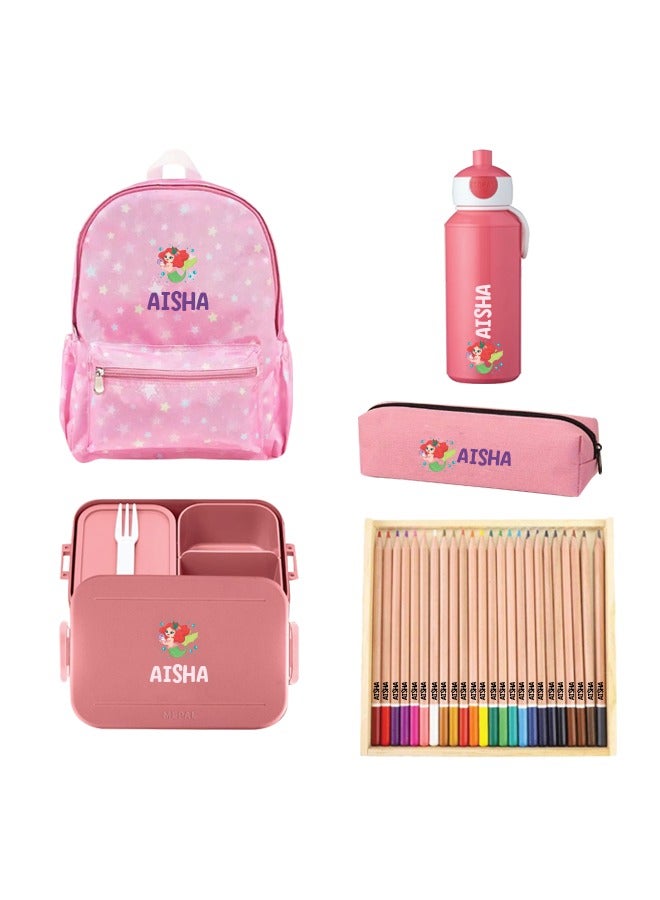 Share the Love 5 Pieces Back To School Bundle - Personalised Backpack, water bottle,Medium Lunch Box,pencil Case and 24 Pencils - Image 2
