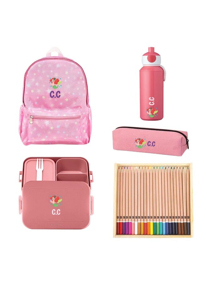 Share the Love 5 Pieces Back To School Bundle - Personalised Backpack, water bottle,Medium Lunch Box,pencil Case and 24 Pencils - Image 3
